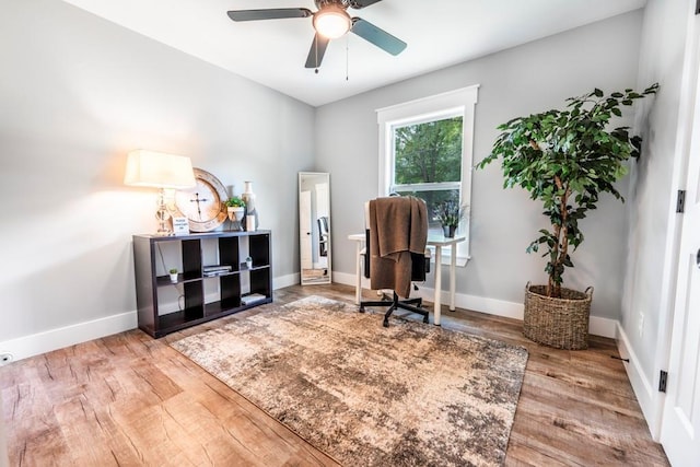 661 Inglewood Dr SE, Smyrna, GA 30080 - office space featuring ceiling fan, wood finished floors, and baseboards