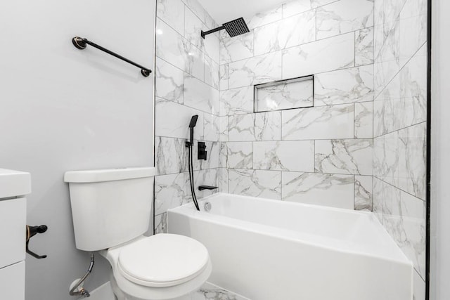 661 Inglewood Dr SE, Smyrna, GA 30080 - full bath featuring toilet, bathing tub / shower combination, and marble finish floors
