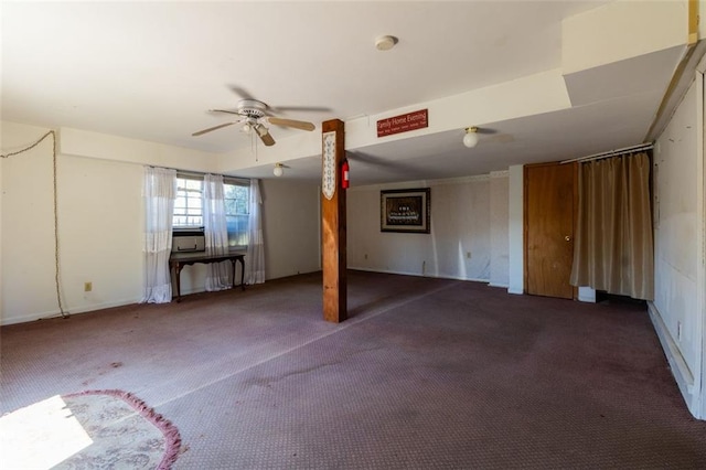 interior space featuring ceiling fan