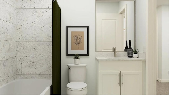 811 Atkins Ln, Woodstock, GA 30188 - bathroom featuring vanity, toilet, and tub / shower combination