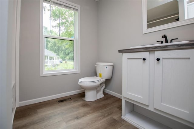 74 Preacher Smith Rd, Silver Creek, GA 30173 - bathroom featuring toilet, vanity, baseboards, and wood finished floors