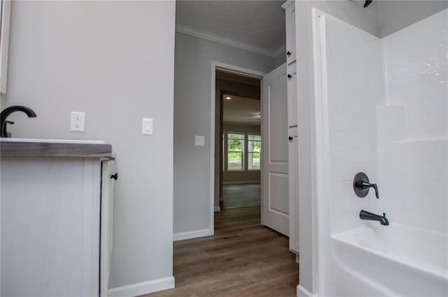 74 Preacher Smith Rd, Silver Creek, GA 30173 - full bathroom with wood finished floors,  shower combination, crown molding, and baseboards