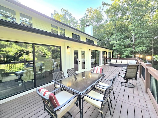 2900 Orchard Rd SW, Conyers, GA 30094 - wooden deck featuring outdoor dining space and french doors