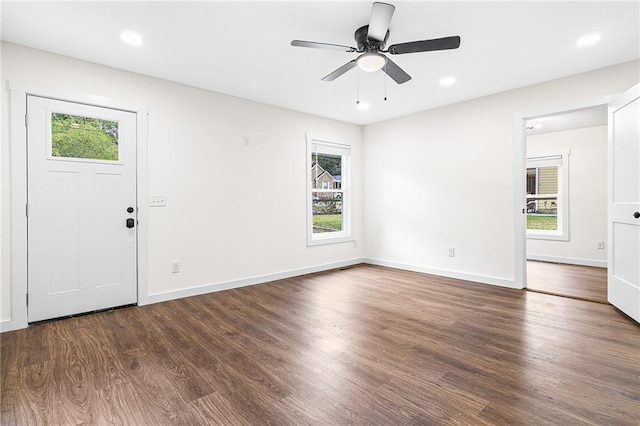 578 Cedar Ave, Atlanta, GA 30318 - interior space featuring ceiling fan, recessed lighting, wood finished floors, and baseboards