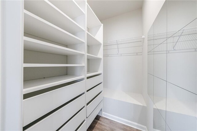 walk in closet featuring hardwood / wood-style flooring