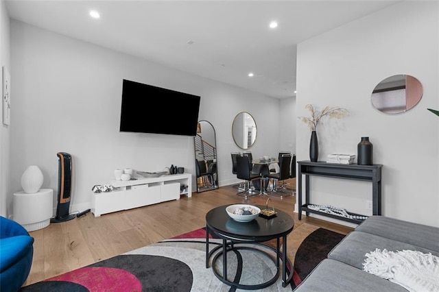 living room with hardwood / wood-style floors