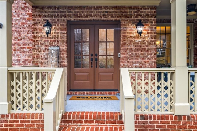 entrance to property featuring french doors