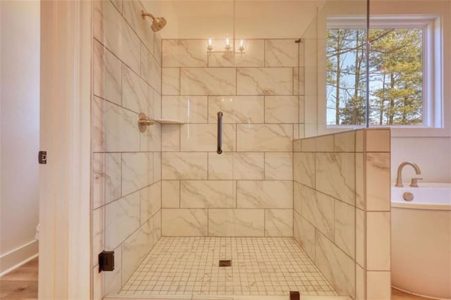 bathroom featuring sink and walk in shower