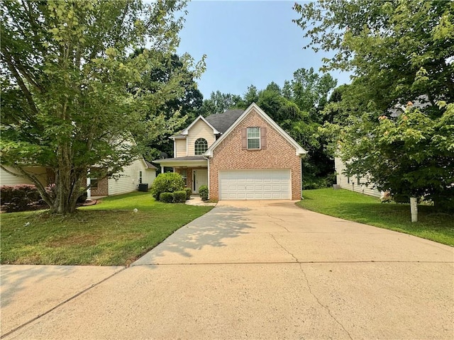 105 Avonwood Cir, Locust Grove, GA 30248 - traditional-style home featuring brick siding, driveway, an attached garage, and a front lawn