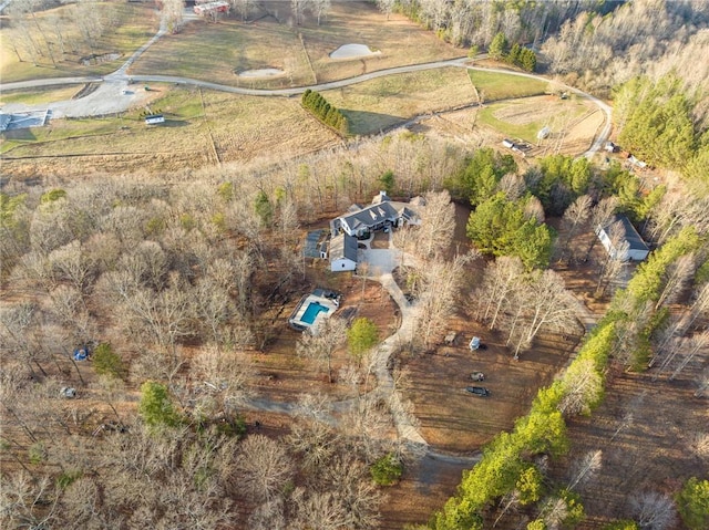 drone / aerial view with a rural view