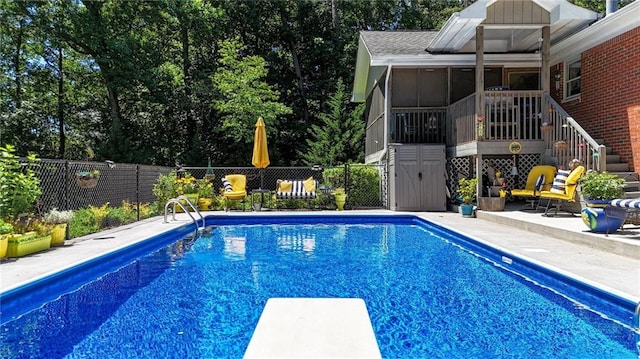 103 Mims Dr, Calhoun, GA 30701 - view of swimming pool with stairs, a diving board, and a patio