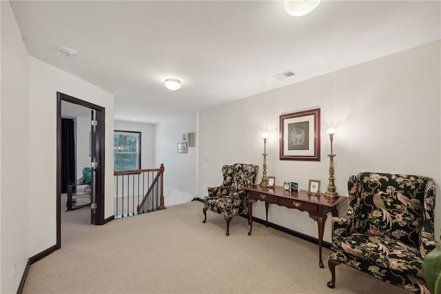4430 Cedar Bridge Walk, Suwanee, GA 30024 - sitting room with carpet floors, visible vents, and an upstairs landing