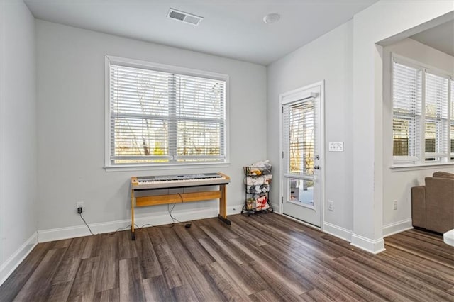 misc room featuring dark hardwood / wood-style flooring