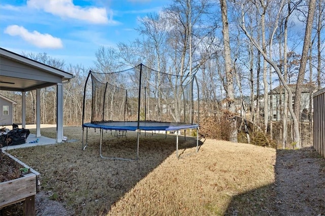 view of yard featuring a trampoline