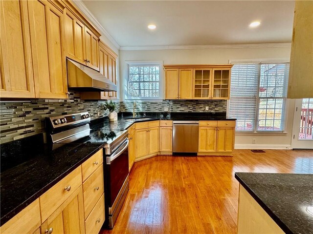 unfurnished living room with wood-type flooring, a towering ceiling, ceiling fan, and ornamental molding