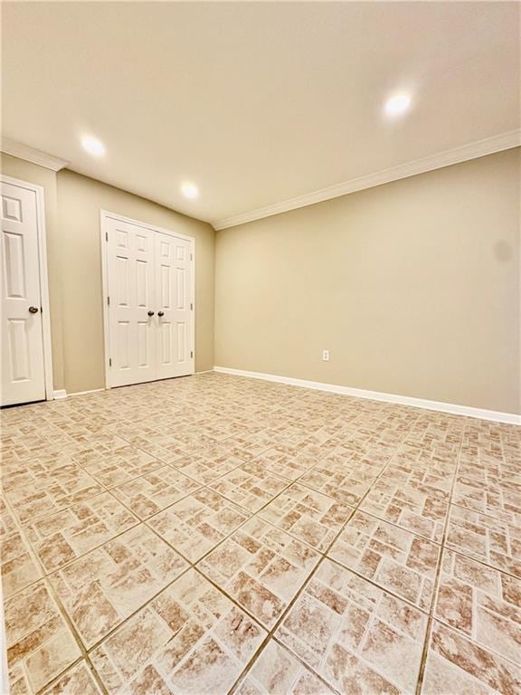 basement featuring ornamental molding