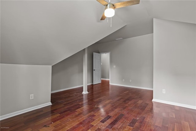 2990 Hearthstone Dr, Cumming, GA 30041 - additional living space featuring vaulted ceiling, a ceiling fan, wood finished floors, and baseboards