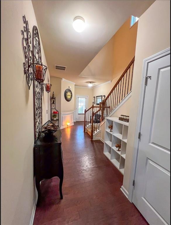 hall featuring dark hardwood / wood-style floors