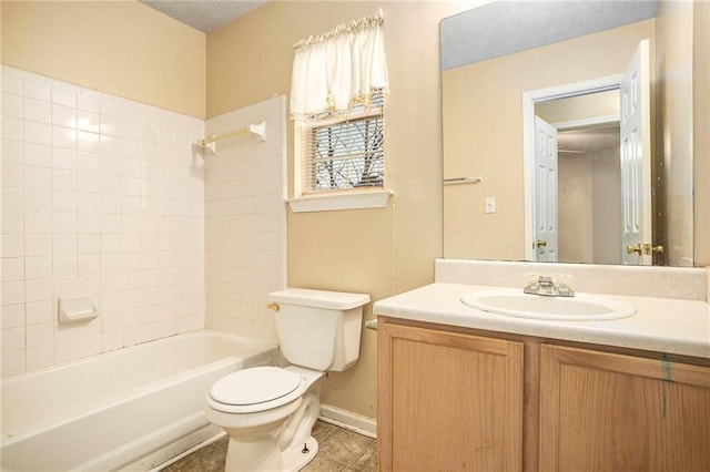 4103 Kingship Dr, Ellenwood, GA 30294 - bathroom with toilet, tile patterned flooring, vanity, shower / tub combination, and baseboards