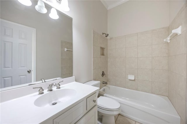 4742 Legacy Cove Ln, Smyrna, GA 30126 - bathroom with ornamental molding, vanity, and shower / bath combination