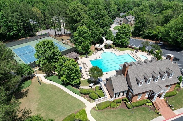 4742 Legacy Cove Ln, Smyrna, GA 30126 - drone / aerial view of a pool area