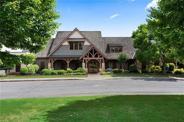 110 Red Cloud Walk, Waleska, GA 30183 - hall with visible vents, ornamental molding, baseboards, and dark colored carpet