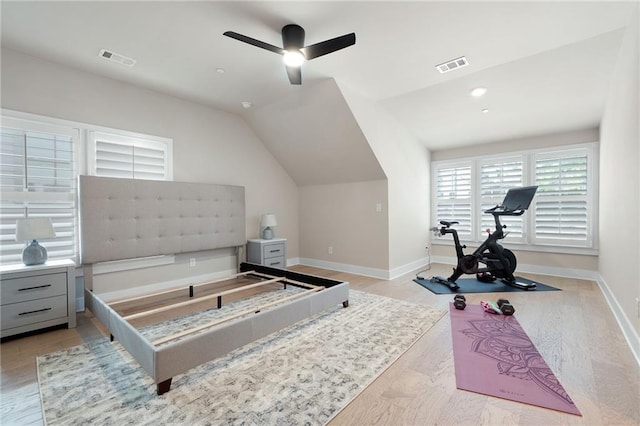 920 Wemberley Ln, Marietta, GA 30064 - bedroom with baseboards, light wood-style floors, ceiling fan, vaulted ceiling, and recessed lighting