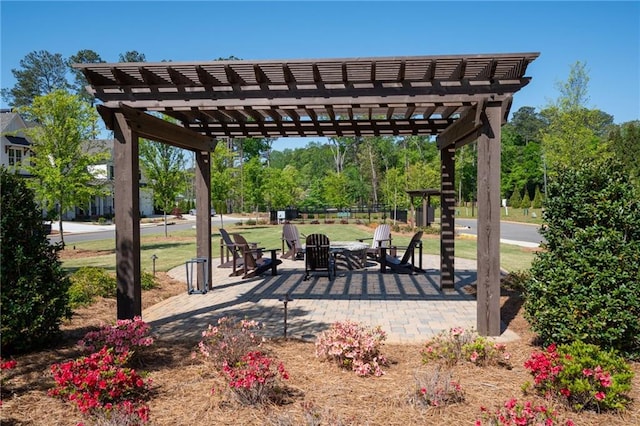 920 Wemberley Ln, Marietta, GA 30064 - view of patio / terrace with a pergola and a fire pit