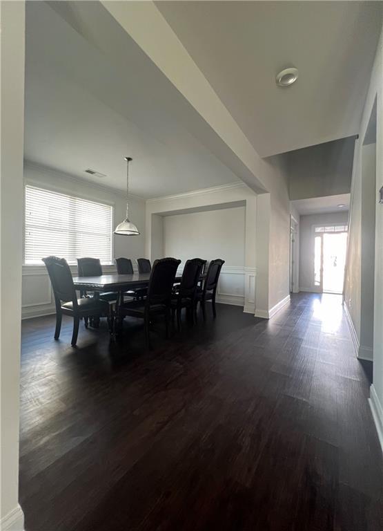 living room with dark hardwood / wood-style flooring