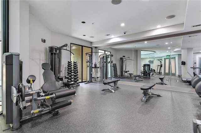 3621 Vinings Slope SE Unit 3202, Atlanta, GA 30339 - gym with visible vents and recessed lighting