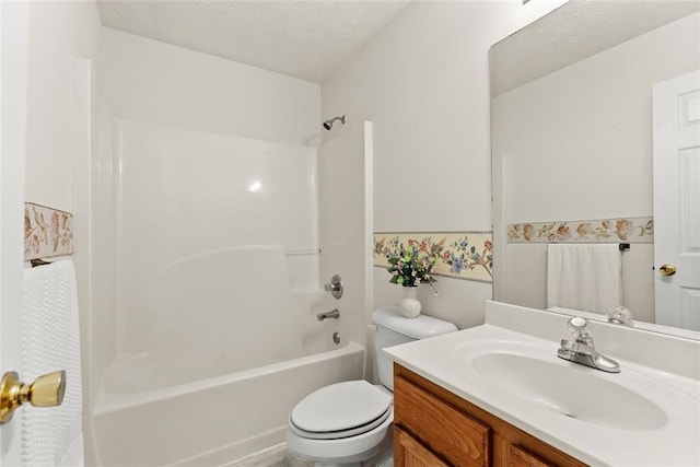 2428 Buena Vista Cir, Gainesville, GA 30504 - bathroom featuring vanity, toilet, tub / shower combination, and a textured ceiling