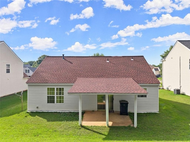 2428 Buena Vista Cir, Gainesville, GA 30504 - back of house featuring a patio, a lawn, cooling unit, and a shingled roof