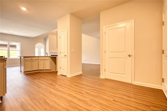 interior space with light hardwood / wood-style floors