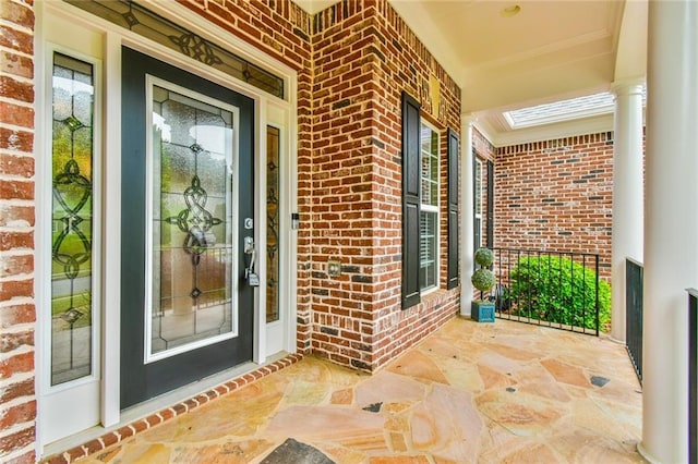 6714 Amherst Dr, Hoschton, GA 30548 - entrance to property featuring brick siding and a porch