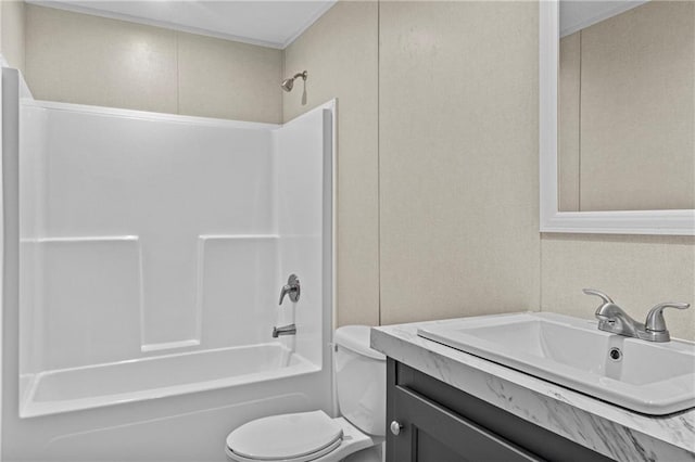 150 Saphire Hill Ct, Clarkesville, GA 30523 - full bath featuring vanity, toilet,  shower combination, and a decorative wall