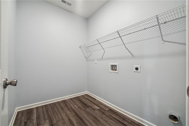 31 Mccall Way, Monroe, GA 30655 - washroom with hookup for a washing machine, dark wood-style floors, electric dryer hookup, and attic access