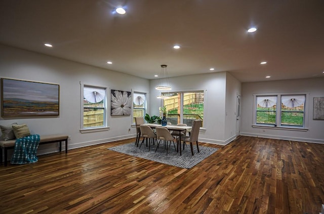 dining room with dark hardwood / wood-style floors