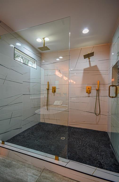 bathroom featuring walk in shower