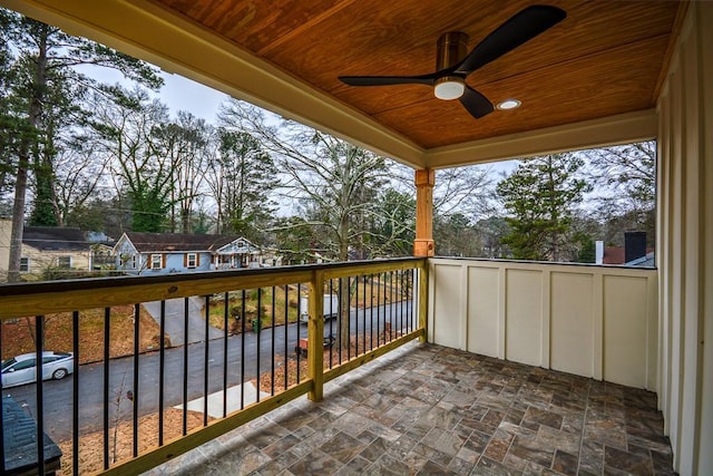 balcony with ceiling fan