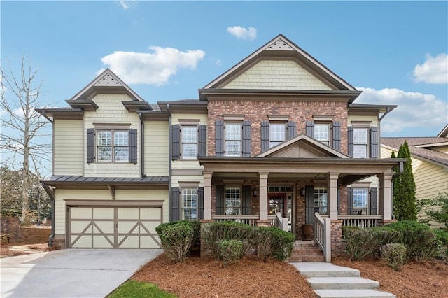 4492 Arbor Crest Ct, Suwanee, GA 30024 - view of front facade with a porch, driveway, an attached garage, and brick siding