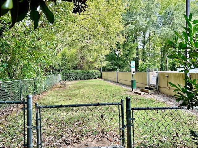 view of yard featuring fence private yard and a gate