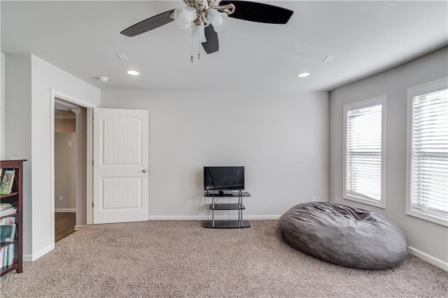 4240 Summer Breeze Way, Buford, GA 30518 - misc room with carpet, baseboards, a ceiling fan, and recessed lighting