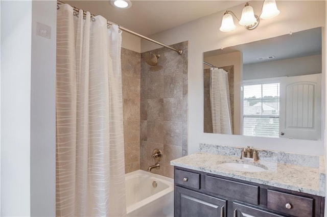 4240 Summer Breeze Way, Buford, GA 30518 - bathroom featuring shower / bath combination with curtain and vanity