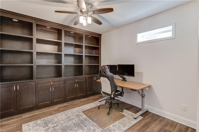 4240 Summer Breeze Way, Buford, GA 30518 - office space featuring a ceiling fan, baseboards, and light wood finished floors