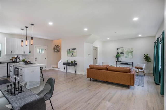 living room featuring light hardwood / wood-style flooring