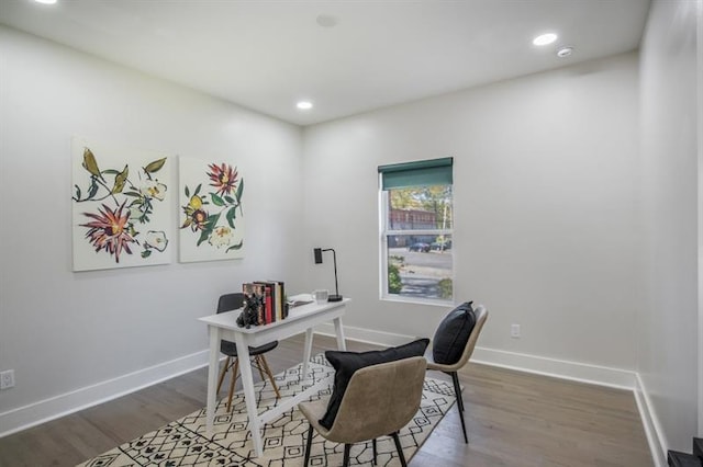 office space featuring wood-type flooring