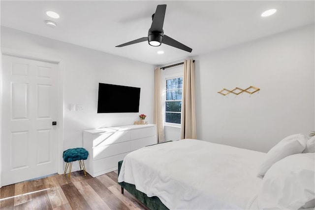 1452 Mercer Ave, Atlanta, GA 30337 - bedroom with wood finished floors, recessed lighting, and a ceiling fan