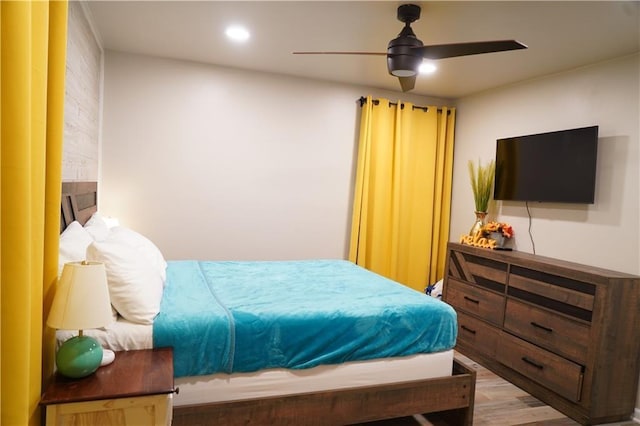 1452 Mercer Ave, Atlanta, GA 30337 - bedroom with light wood-style floors, recessed lighting, and ceiling fan
