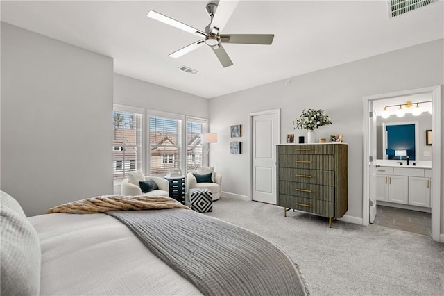 234 Retreat Ln, Canton, GA 30114 - bedroom featuring carpet flooring, baseboards, a ceiling fan, and ensuite bathroom