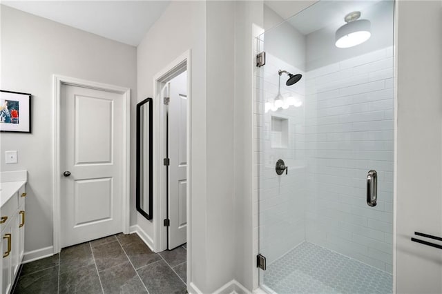 234 Retreat Ln, Canton, GA 30114 - full bath with vanity, a stall shower, and baseboards